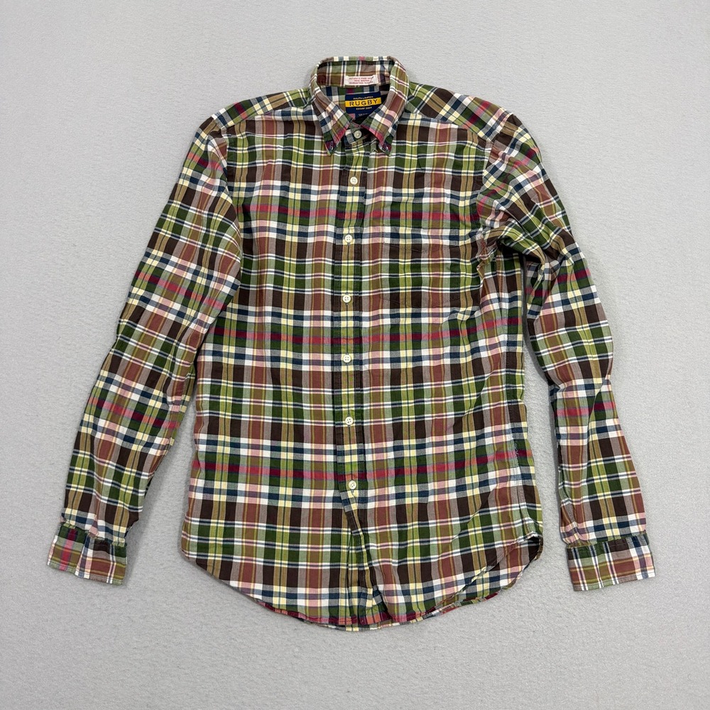 Polo Ralph Lauren Rugby Button Shirt Small Multicolor Madras Plaid Long Sleeve